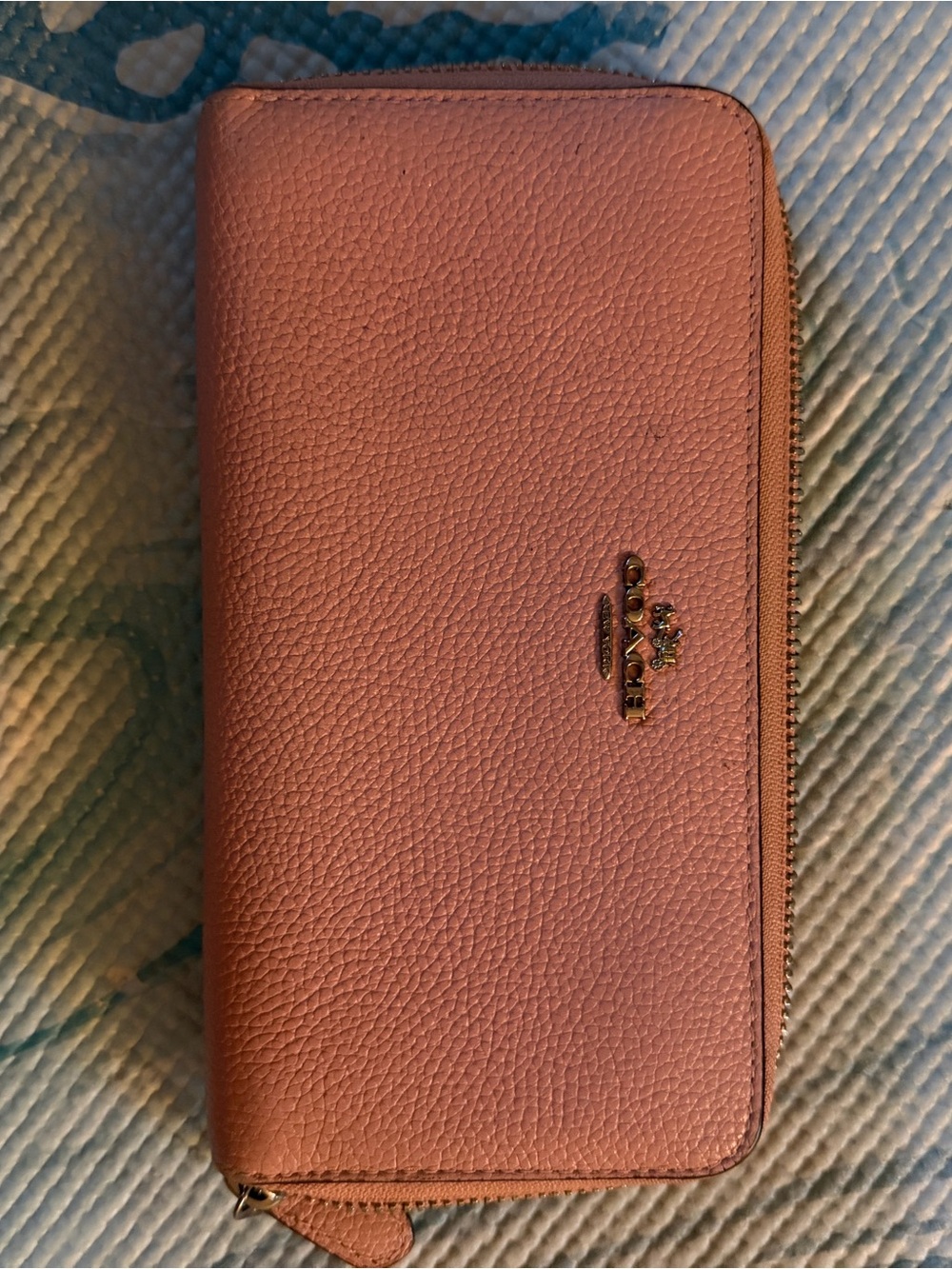 Coach Pebbled Leather Zip Wallet - Rose